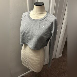 Gymshark Long Sleeve Cropped Sweatshirt – Gray, Size M